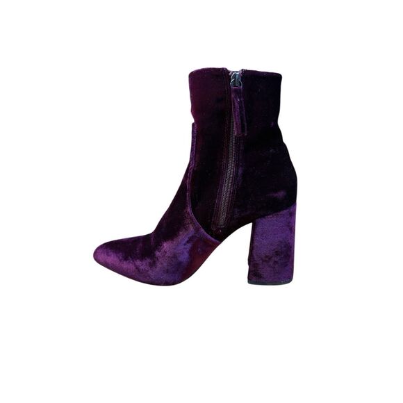 Steve Madden Velvet Boots Women 9M Purple Block Heel - Picture 3 of 9